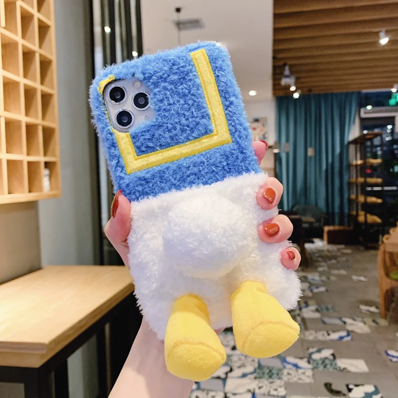 

Warm duck Cute Plush diamond Phone Case For iPhone 12 11Pro Max Cartoon Furry