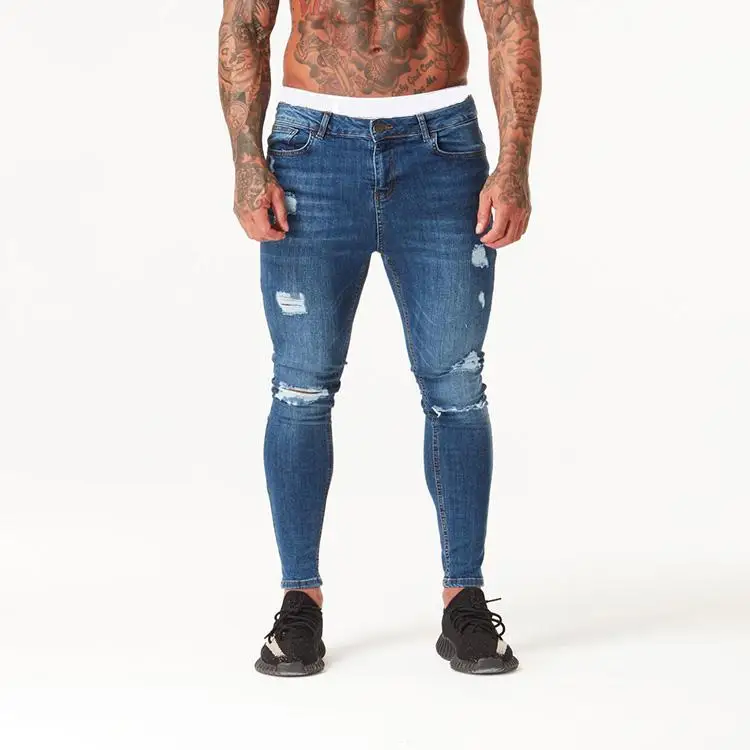 

Royal wolf spray on 2019 Wholesale plus size ripped slim stretch Men Skinny Jeans Custom Spray On Jeans