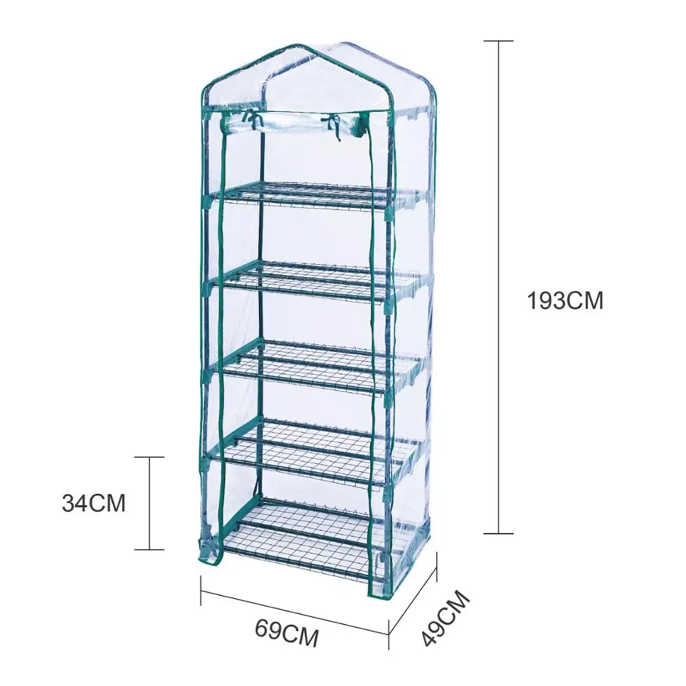 

China Good Price 5 Tier Mini Easy Carrier Portable Garden Green House Greenhouse for Plants, Dark green, brown, silver