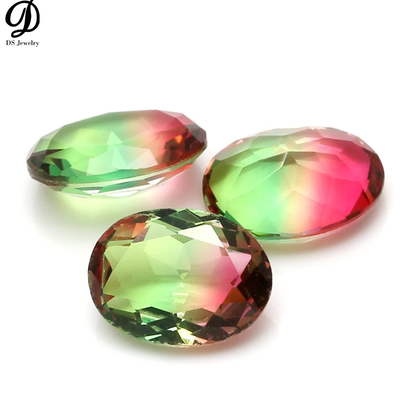 

New arrival stone for jewelry making watermelon color synthetic tourmaline glass stone