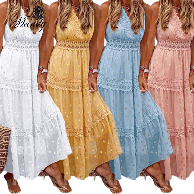 

2021 v neck chiffon summer boho fashion stylish long dress