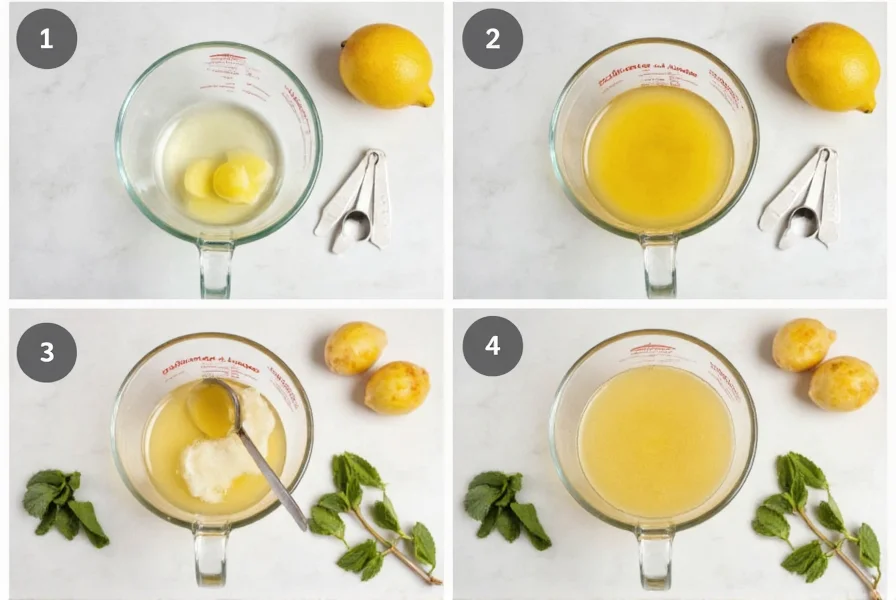 Step-by-step preparation of lemon ginger water with measuring spoons and fresh ingredients