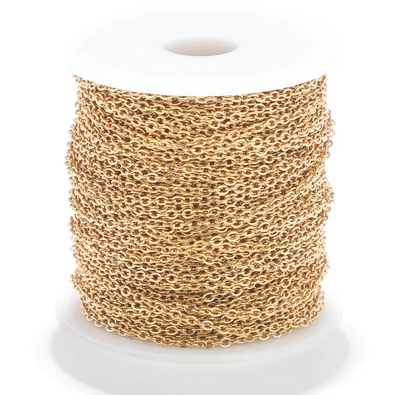 

1.5mm Silver Rose Gold Black Jewelry Stainless Steel flat Cable Welding Hammer Cross Link chain for necklace