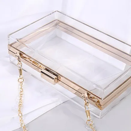 

Multicolors crossbody chains purse box clear transparent acrylic bag, Multi-colors
