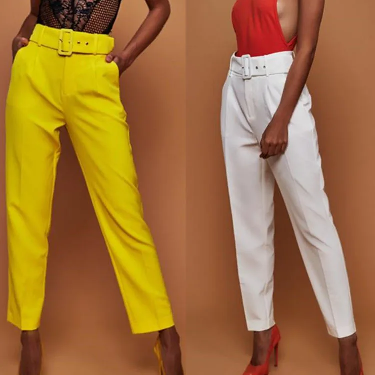 

Women's slacks are popular on amazon ebay aliexpress. High-waisted, solid-color, nine-minute pants, Picture or customized