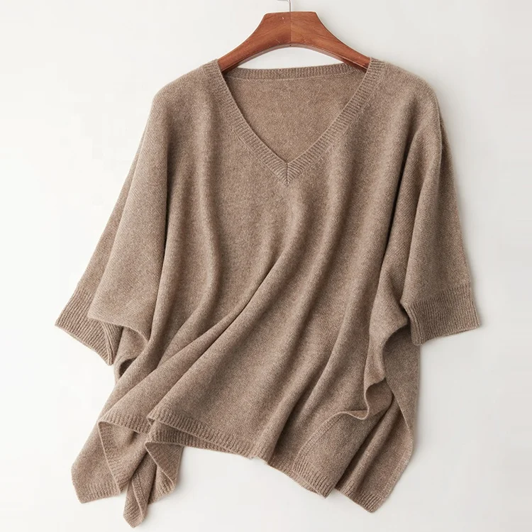
Pure 100% Cashmere Poncho Sweater Pullover Plus Oversized V Neck Best Women Cashmere Sweater 