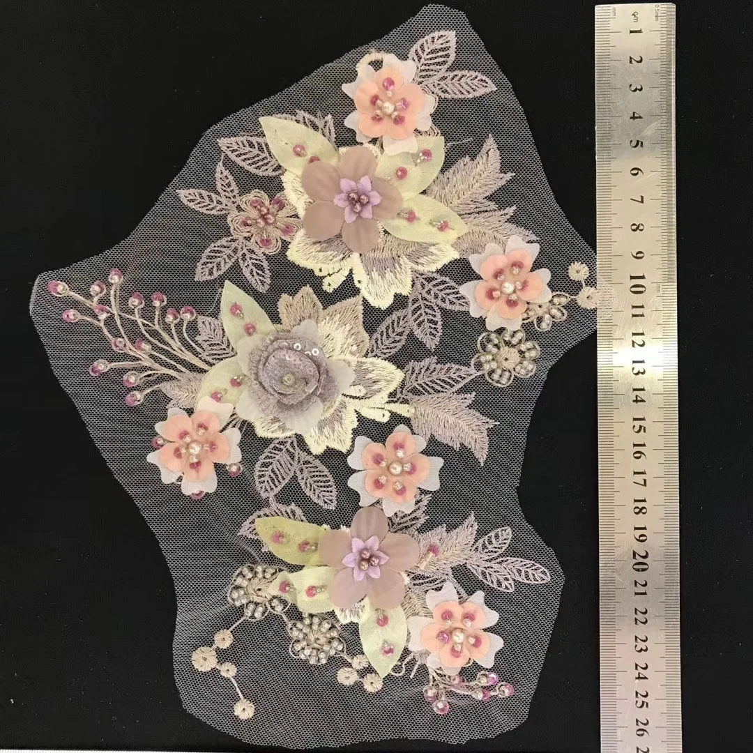 

Wedding dress mermaid pearl beading 3D flower lace appliques 2020, Accept customized color