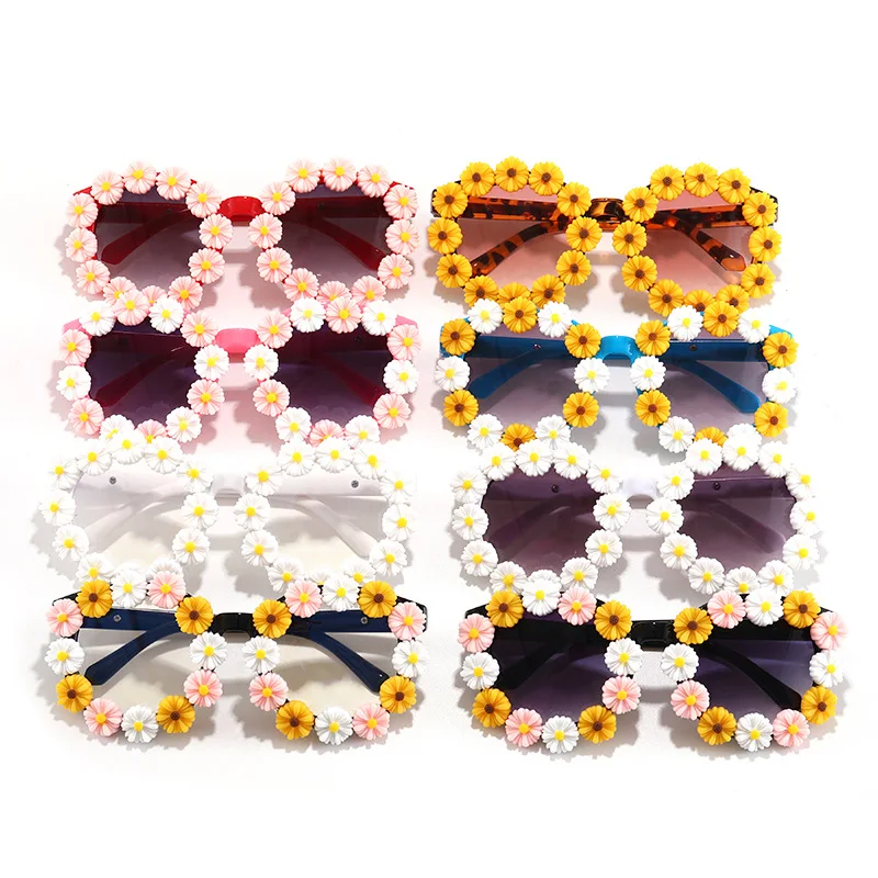 

Fashion Lovely UV400 Flower Shades Cute Handmade Daisy Kids Sunglasses for Girl Sun Glasses, Custom colors