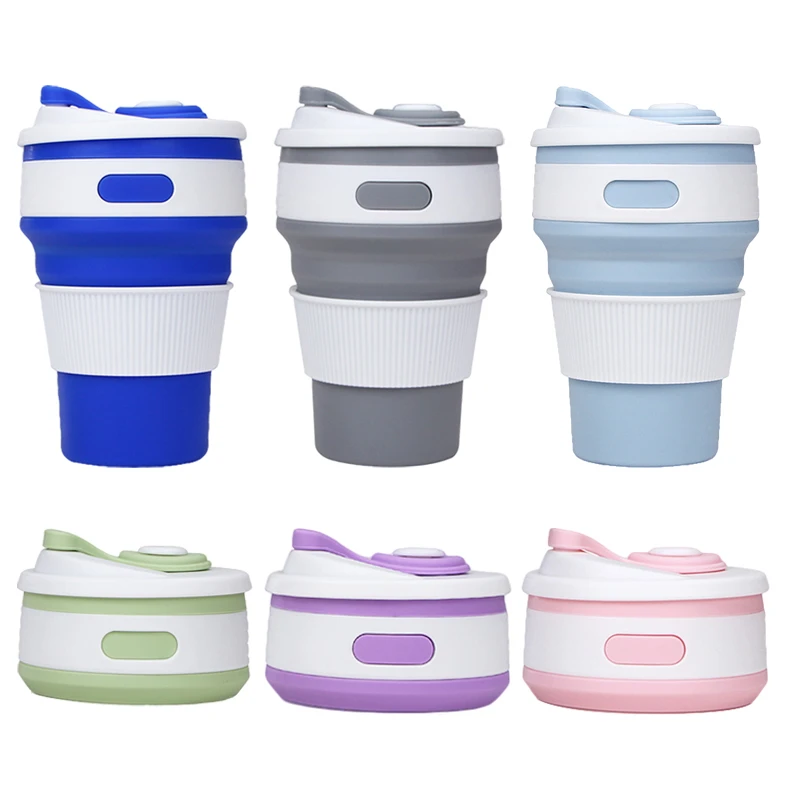 

Portable Leak-proof Eco Friendly Collapsible Travel Coffee Mug Silicone Foldable Drinking Mug Cup With Lid