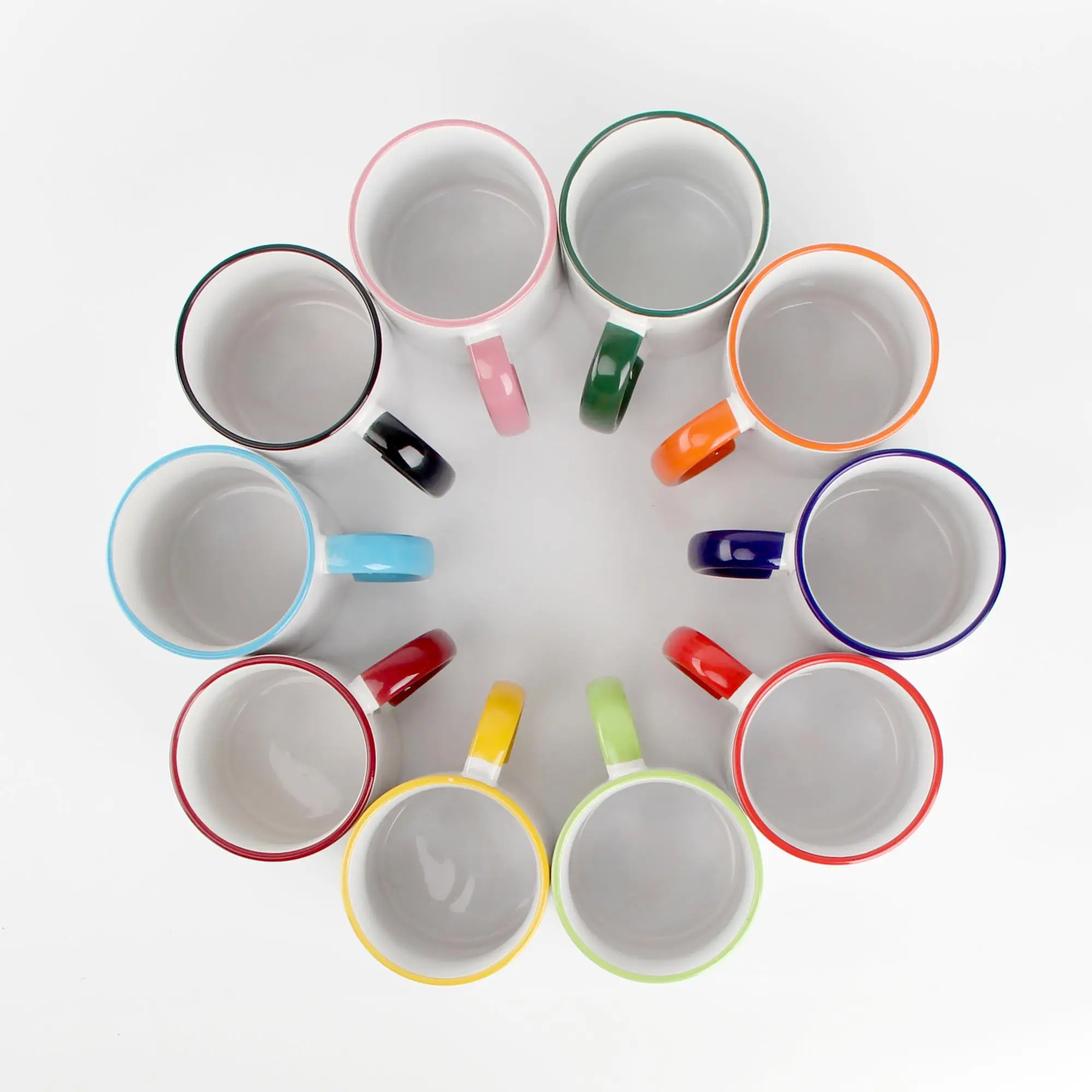 

Wholesale Ceramic Mug Sublimation 11oz AA Grade Rim Colourful Porcelain Cup