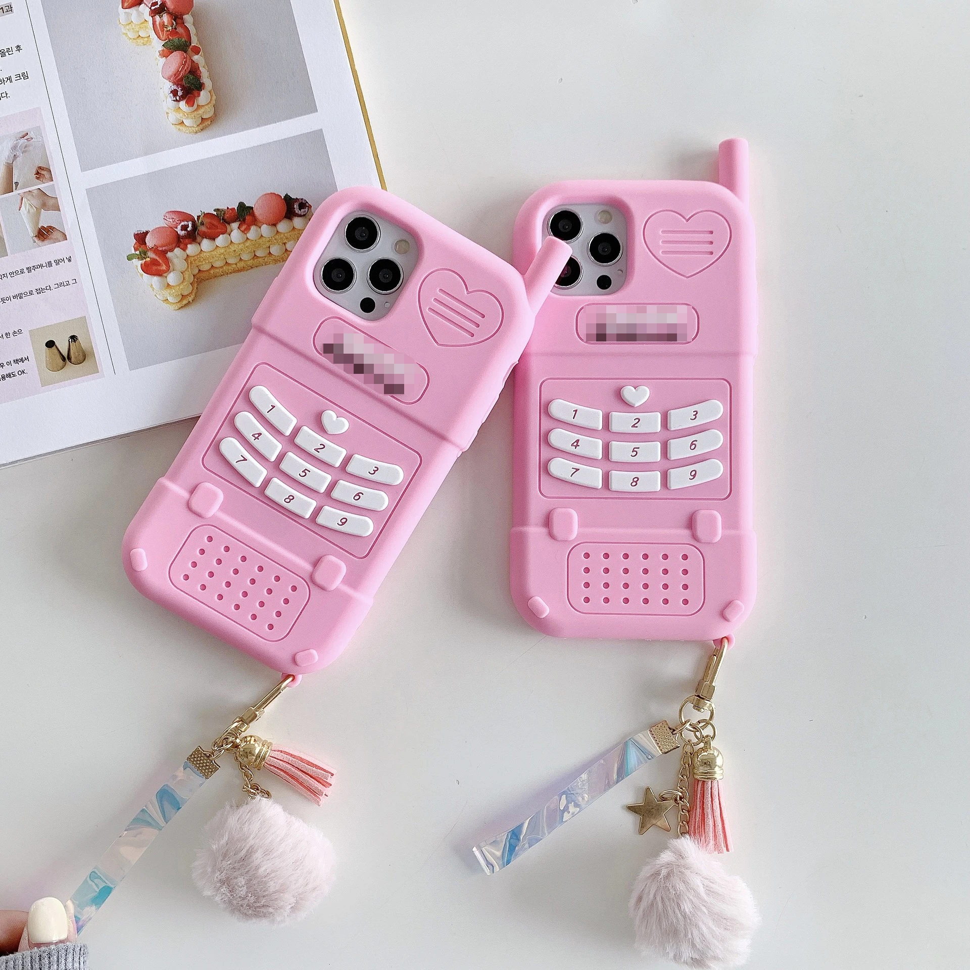 

Hot Sale 3D Cute Old Mobile Phone Design Phone Case for iPhone 13 Girl Retro Fashion Pink Cover for iPhone 12/11/7/8/XS/X/XR/MAX