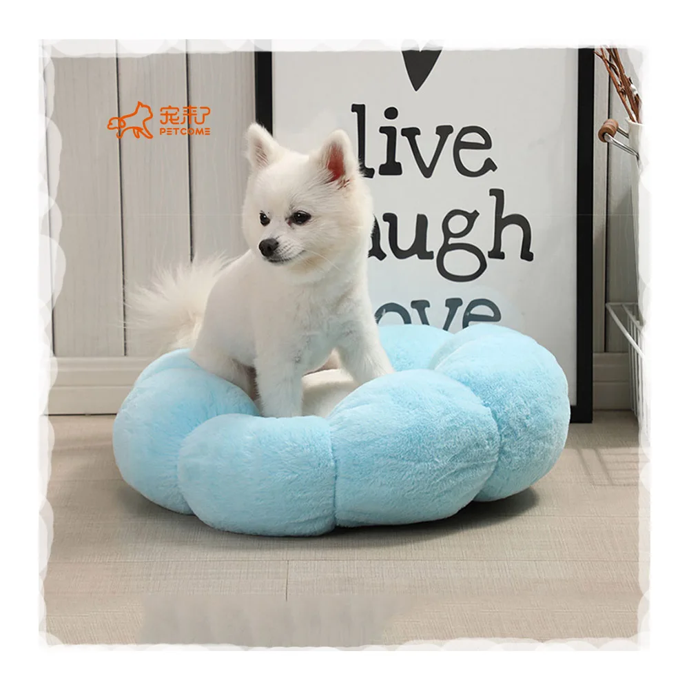 

PETCOME Amazon Best Sale Novelty Large Outdoor Easy Clean Round Deluxe Fluffy Cotton Cushion Bed Pet Dog Cat, 4 colors
