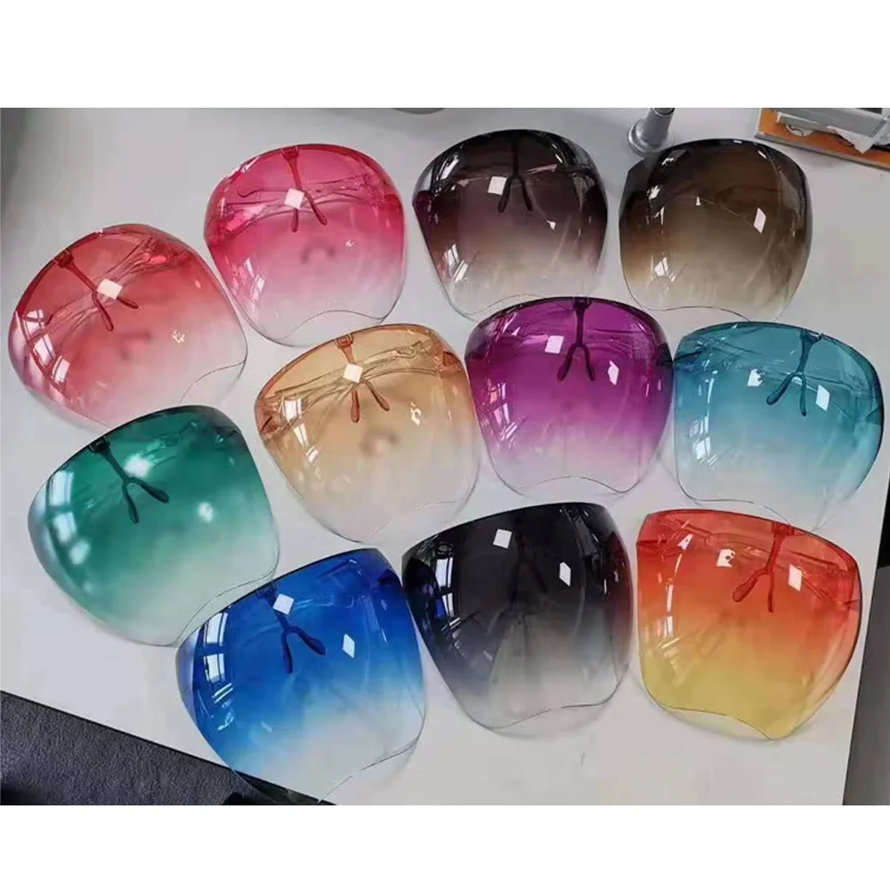 

2021 Sunglasses Plastic Transparent Clear Face Shield Anti Fog With Glasses Frame Sun Visor Face Shield Faceshield