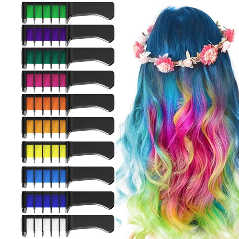 

Washable Hair color Dye pastel diy Temporary Hair Chalk Comb hair color comb for kids, 10 colors
