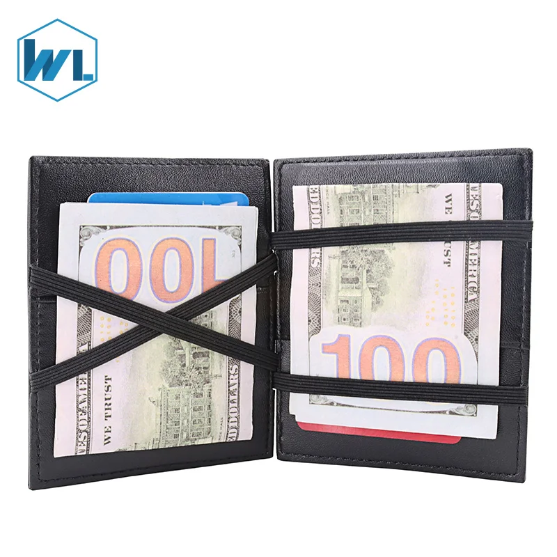 

Amazon Bifold OEM Magic Wallets Genuine Leather Wallets Vintage Slim Men Rfid Blocking Card Wallet purses With Coin Pocket