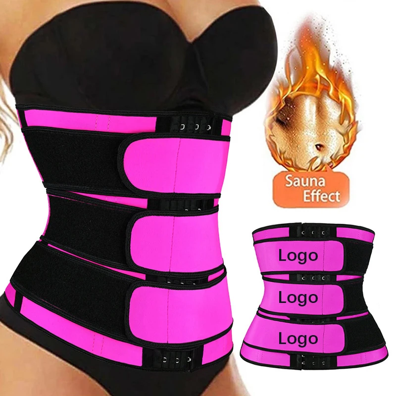 

Women Shapewear 3 Straps Three Belt Compression Slimming Belt Sauna Effect Adjustable Waist Trainer With Hook, Black,grey,rose pink