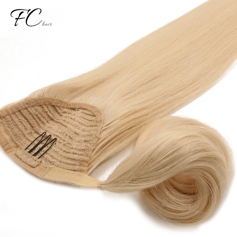 

High quality blonde virgin indian hair ponytail human hair drawstring