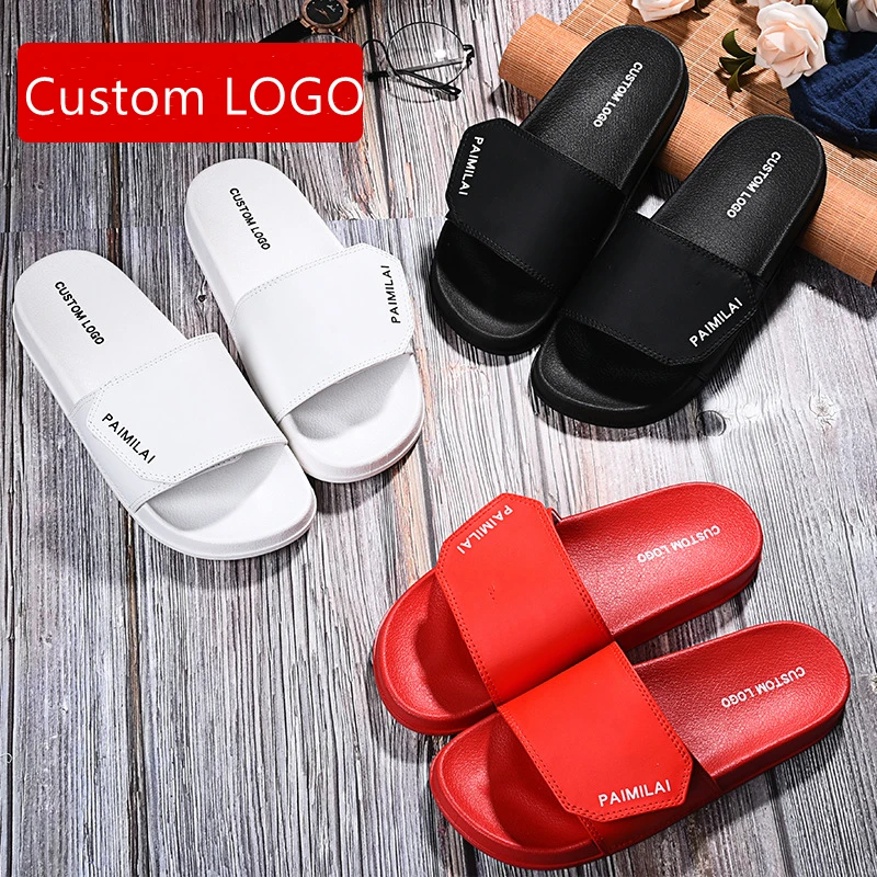 

Fashion Latest Customized Designer PVC Oem China Footwear Slide-on Sandals Embossed Luxury Comfy Open Custom Men Slide Slippers, White, yellow, red, green, blue, black, pink