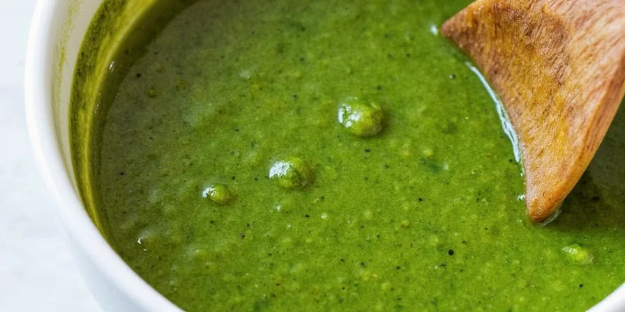 Side by side comparison of green and red sofrito