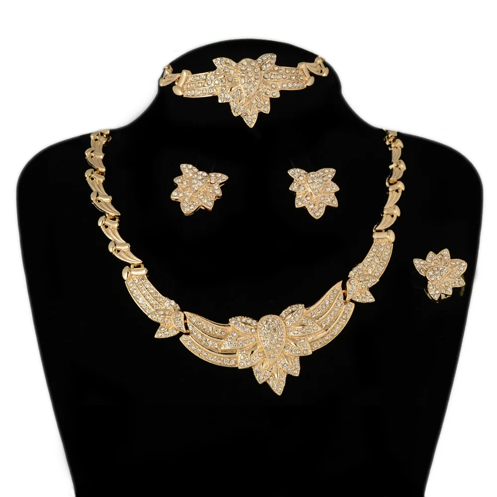 

BPOYB Fashionable Statement Chunky Big Necklace Set One Gram Gold Plated Jewellery African Wedding Bridal Gift Jewelry Set
