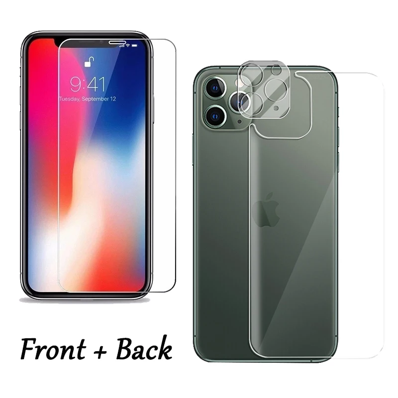 

3 in 1 Set Front Back Camera Tempered Glass Protective Film for iPhone 11 PRO MAX XR XS Screen Protector