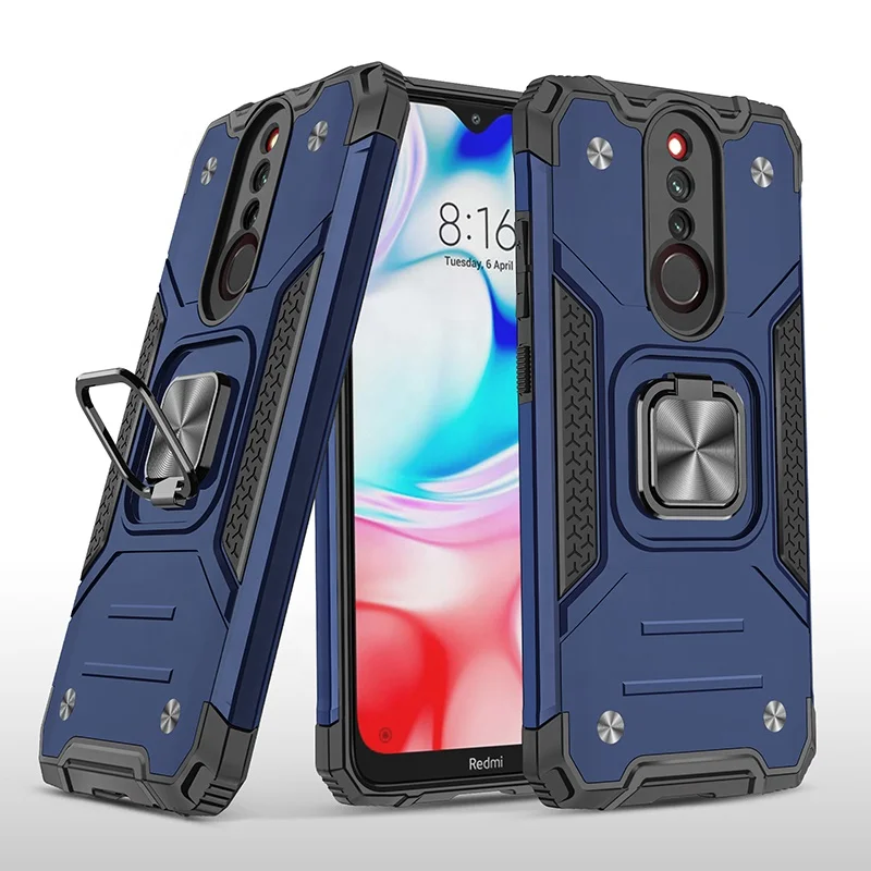 

Car magnetic mobile phone case For Redmi8 2 in 1 TPU PC ring holder back cover, Multi colors