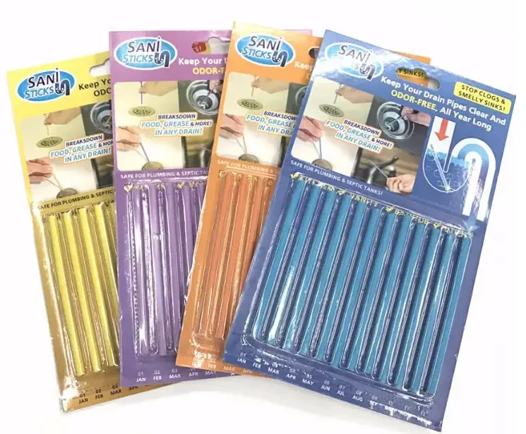 

Sani Drain Cleaner Stick Remove Disgusting Smell, Blue, purple, yellow, orange