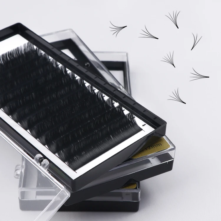 

Wholesale 0.05 0.07 Lash Extension Tray Product Korean pbt Mega Russian Volume Easy Fans Eyelash Extension, Black / oem