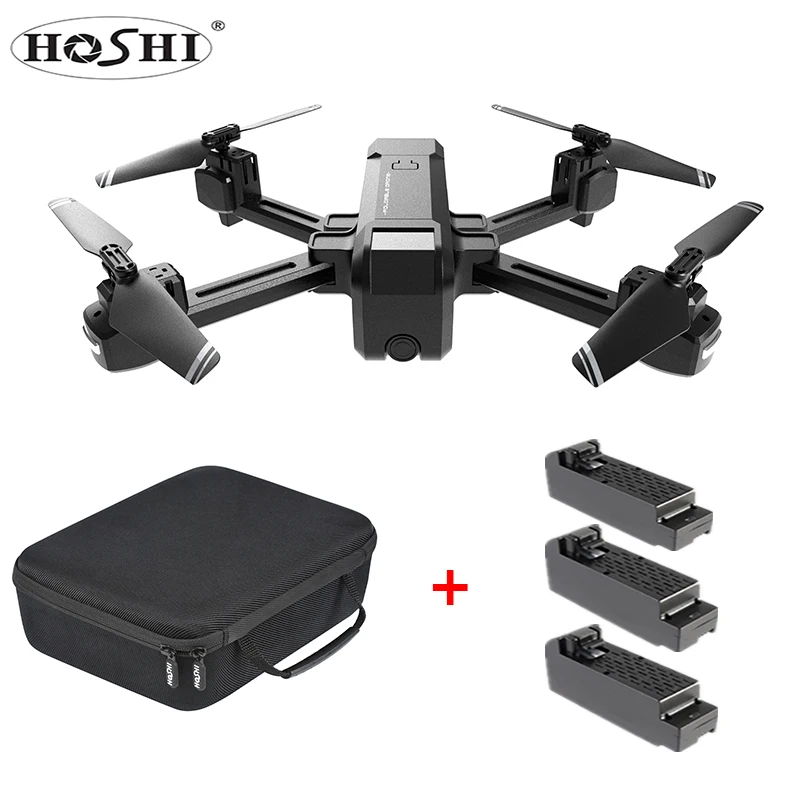 

HSCOPTER HS107 4K Camera Drone Foldable Drone/720P Optical Flow dual camera with carry case+3pcs battery (2pcs extra) kits, Black