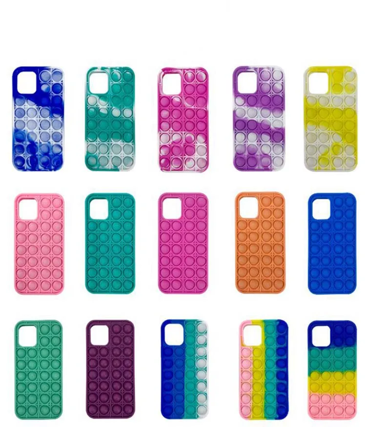 

Stress relief anti anxiety push-pop bubble silicone rubber protective phone case for iphone12 mini