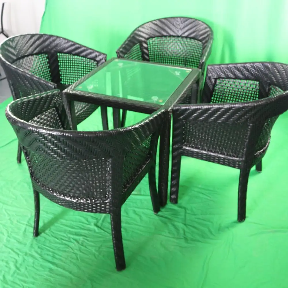 Round Aluminum Rattan Cyber Cafe Furniture Cafe Coffee Table For Sale