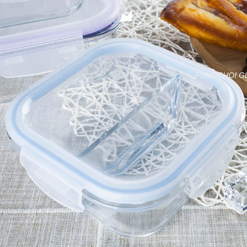 

Personalized oven heat borosilicate glass fruit salad sandwich storage lunch glassware box set with lid for wholesale, Clear