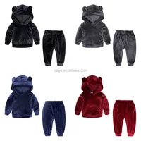 

autumn fashion baby girl clothes long sleeve solid hooded jacket+pants 2pcs tracksuit baby boy clothing set