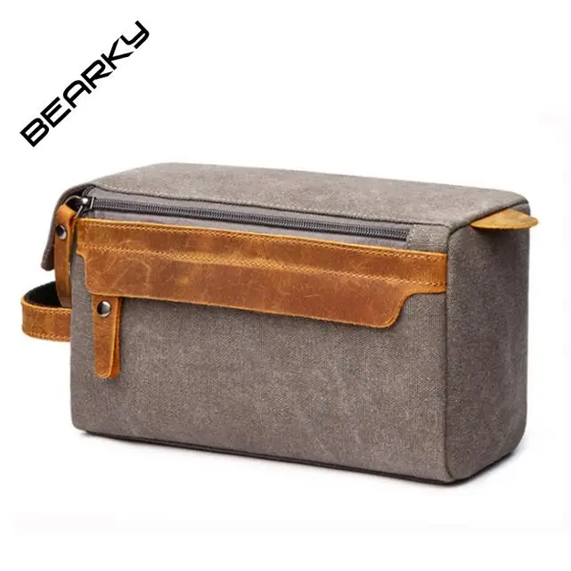 

Custom Canvas Leather Men Cosmetic Bag Travel Hanging Bag Cosmetic Organizer, Black/gray/blue/khaki/brown/army green/customize