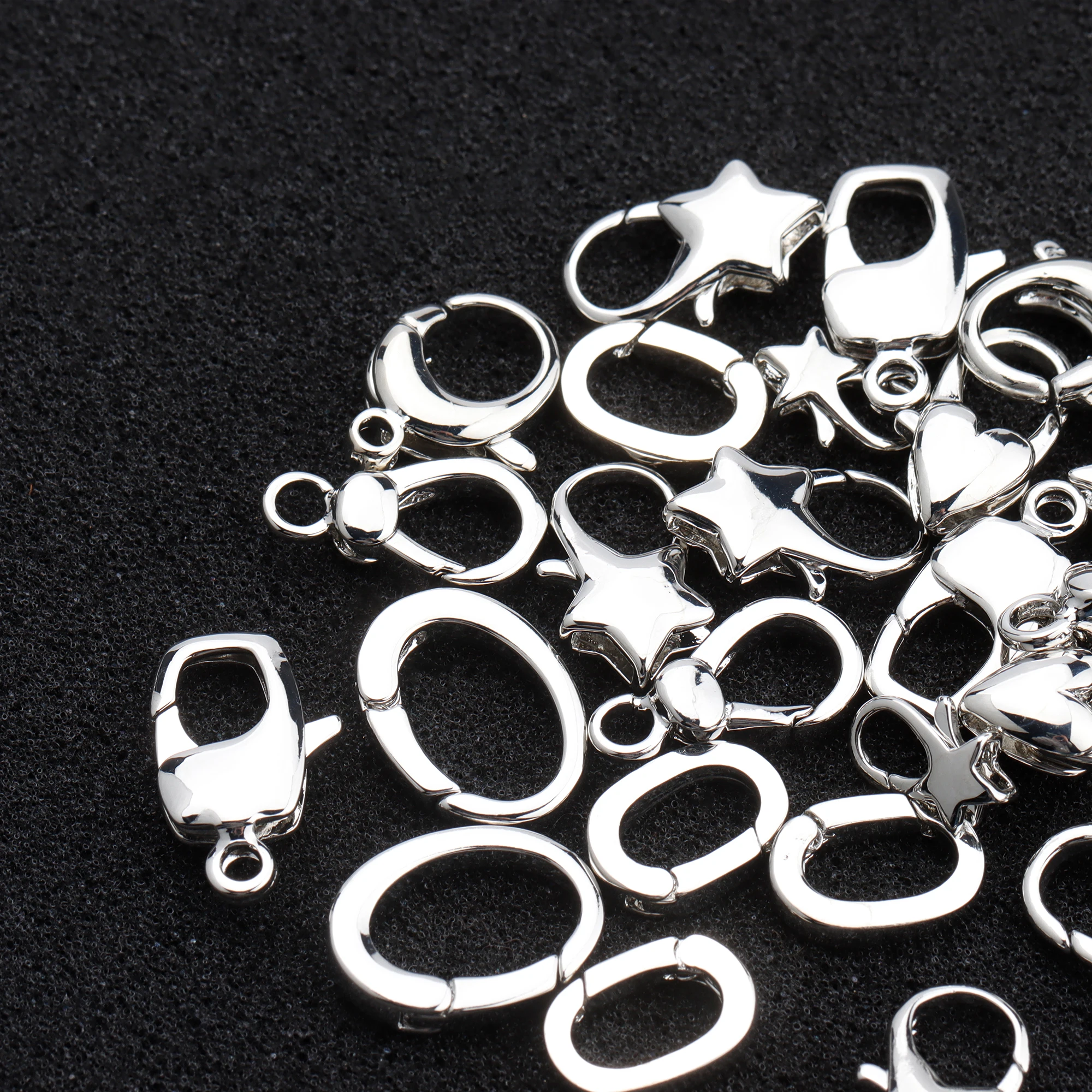 

Wholesale Rhodium Plated Lobster Clasp Hooks Diy Necklace Bracelet Jewelry Making Accessories M893 10 pcs/lot, Silver