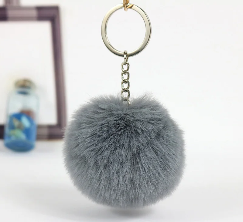 Soft Cute Rabbit Fur Ball PomPom Phone Car Pendant Handbag Key Ring Chain #A34