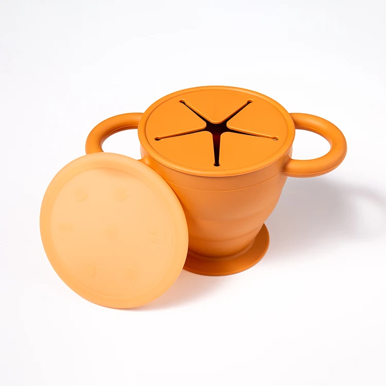 
No Spill Collapsible Toddler Kids Baby Snack Container Silicone Baby Food Storage Cup with Cover 