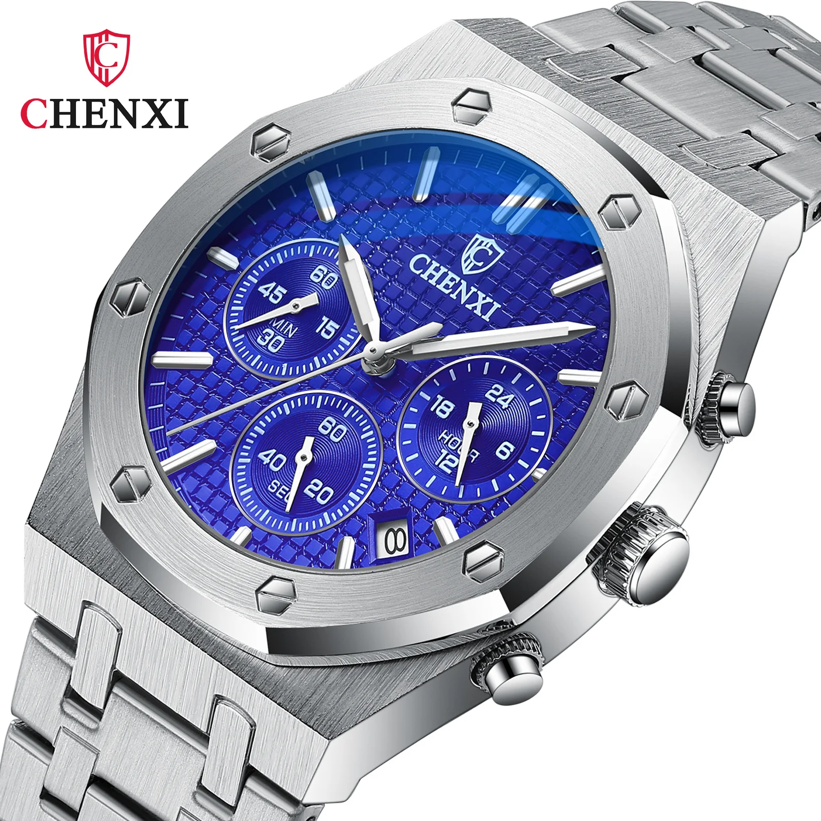 

Explosive Mens Watch Multifunction Casualsports Watch Chenxi 948 Stainless Steel Luminous Quartz Wristwatches For Men