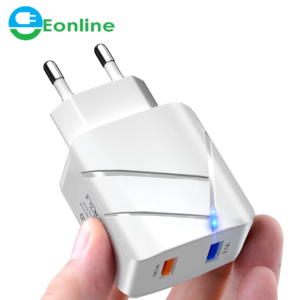 

EU/US Plug USB Charger 2.1A Quik Charge 3.0 Mobile Phone Charger For iPhone 11 Samsung Xiaomi 4 Port 28W Fast Wall Chargers