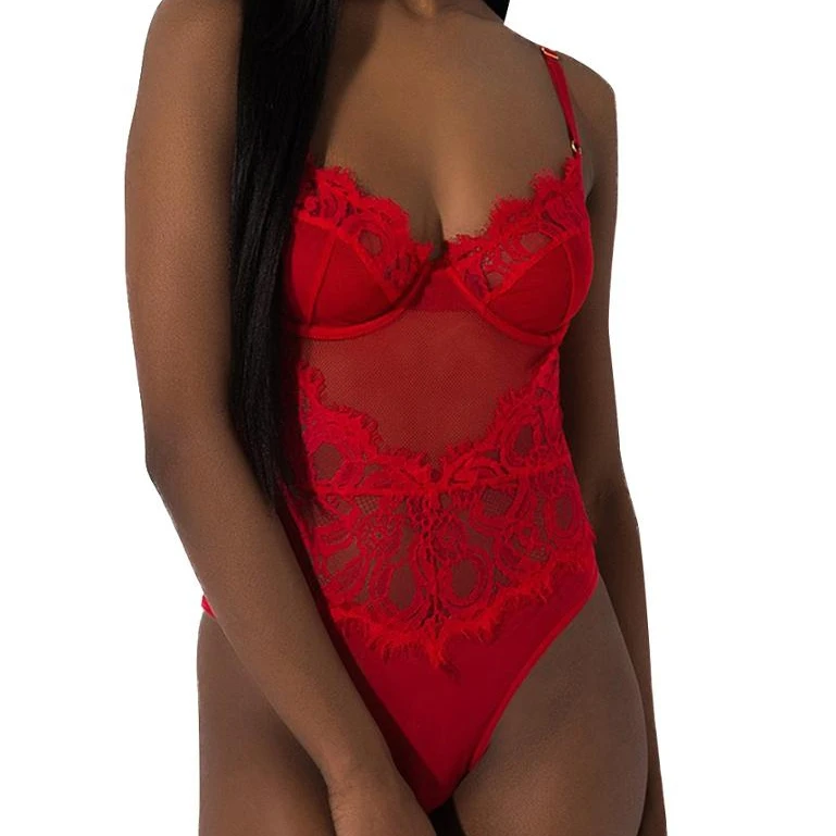 HEXINFASHION sexy lingerie Women High Waist Lace Transparent Garter Belt Sexy Lingerie Babydoll