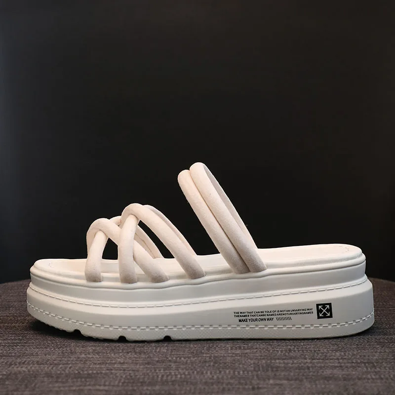 

New design outdoor summer beach flat platform slipper slides sandals shoes ladies sandals for women, Customized