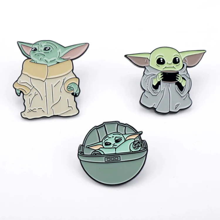 

Cute cartoon movie character lapel pins Mandalorian Baby Yoda Enamel Pin Brooches for Women men backpack Badge accessories Gifts, Mixed