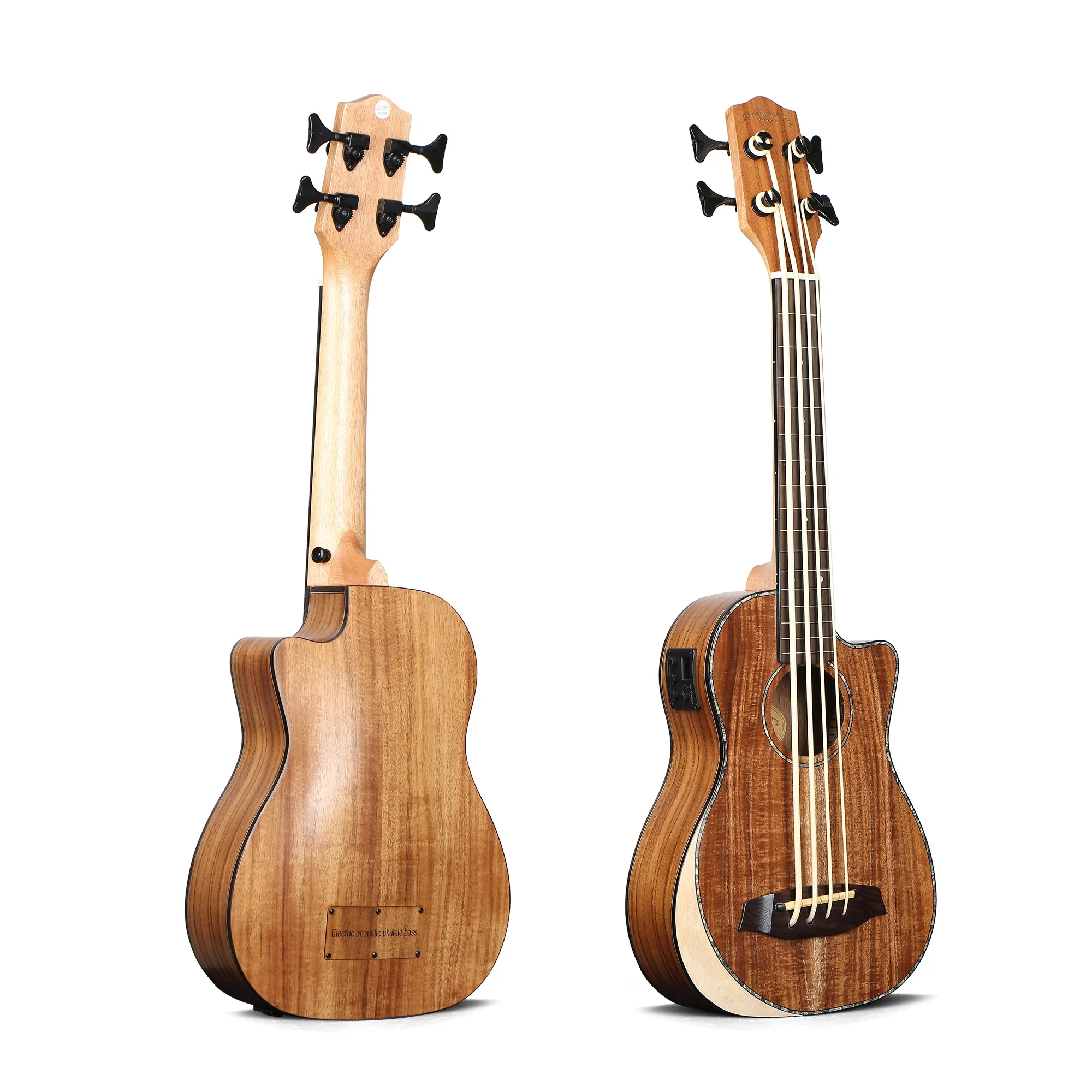 

Solid acacia Big ukulele guitar fretless mini electric acoustic ukulele bass wholesale price Oriental Cherry W-D16-USB