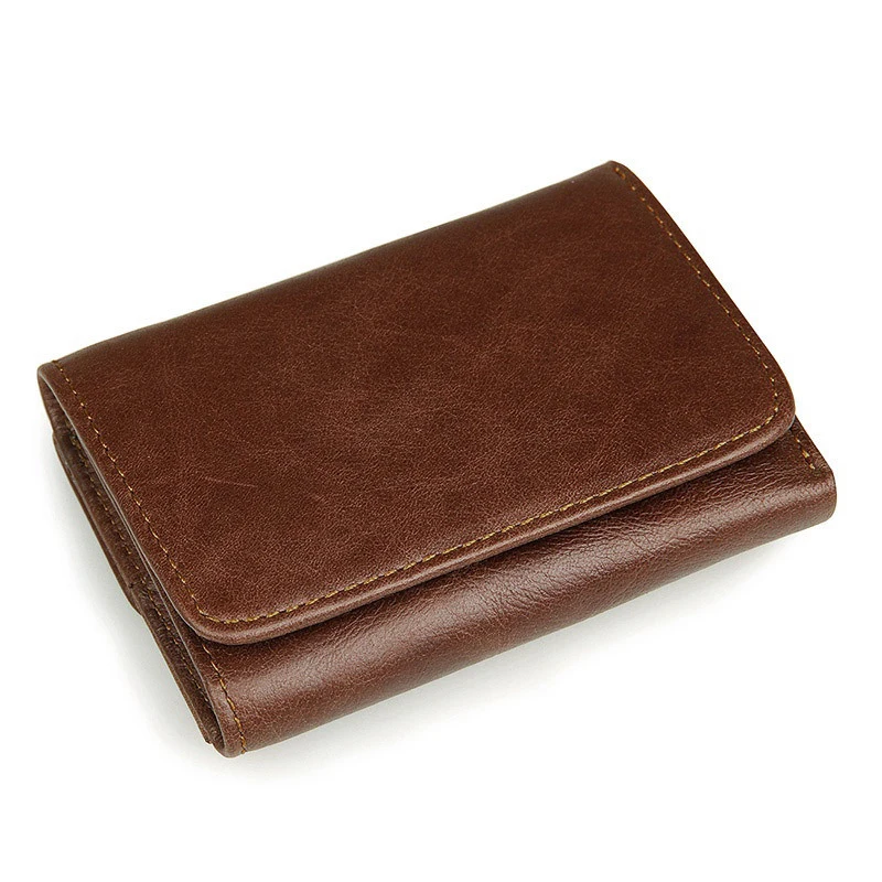 

2020 new Short Retro Genuine Leather 3-Bifold Multi-card business Travel Wallet for Men NP427-2, Coffee,brownish yellow, brownish red,chocolate