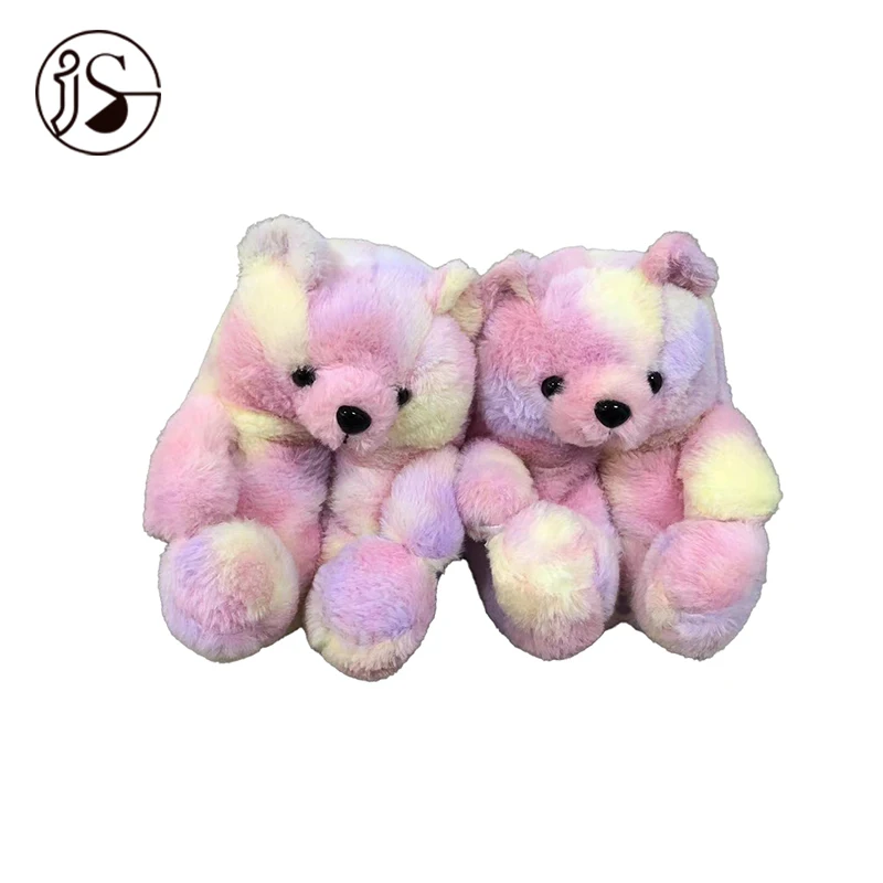 

New design popular fashion teddy bear slippers Latest colorful hot selling teddy bear slippers Warm soft style, Picture