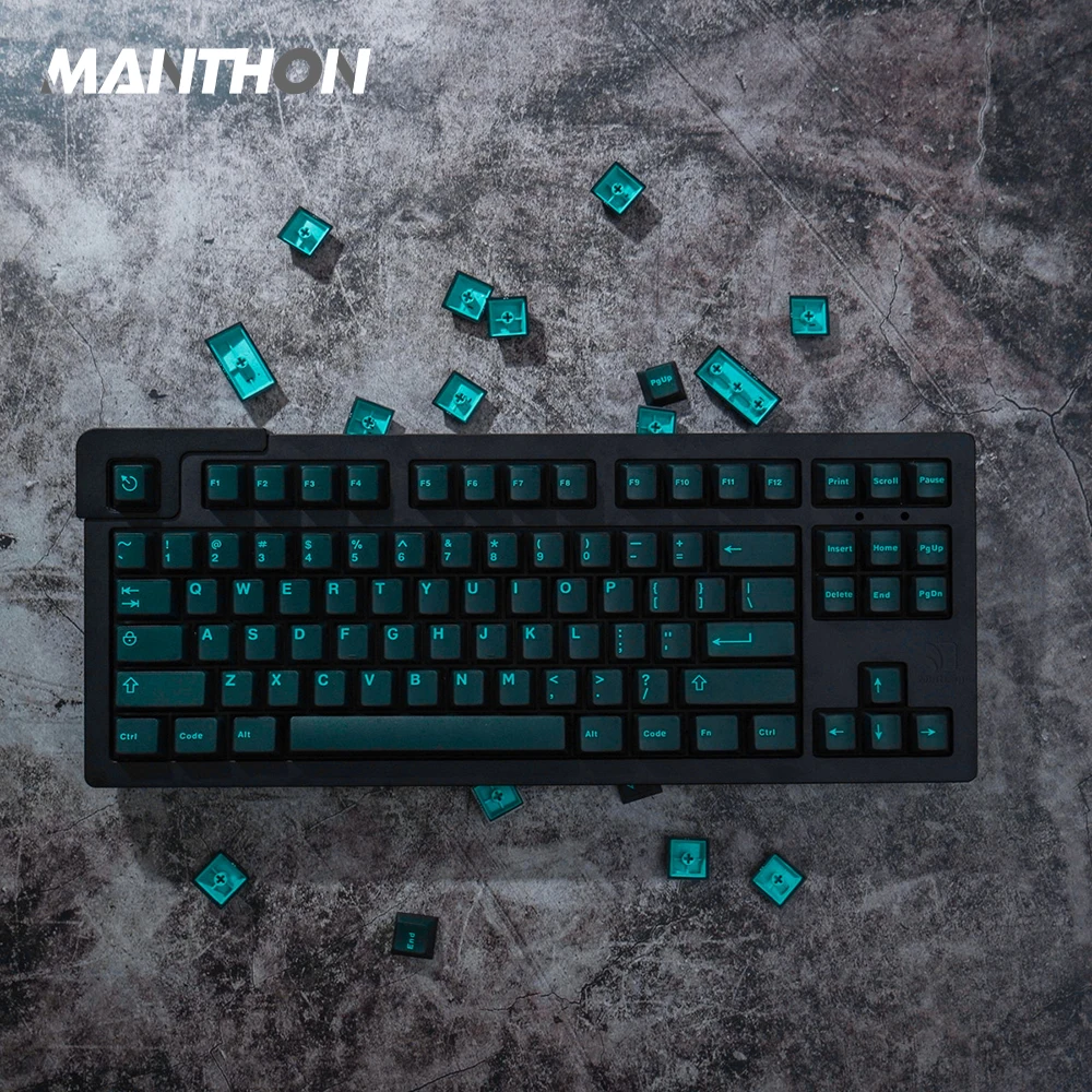 

121 Key Cyan/Blue Pyga Translucence Keycaps Cherry Profile DOUBLE SHOT Keycap For MX Switch Mechanical Keyboard Keycap