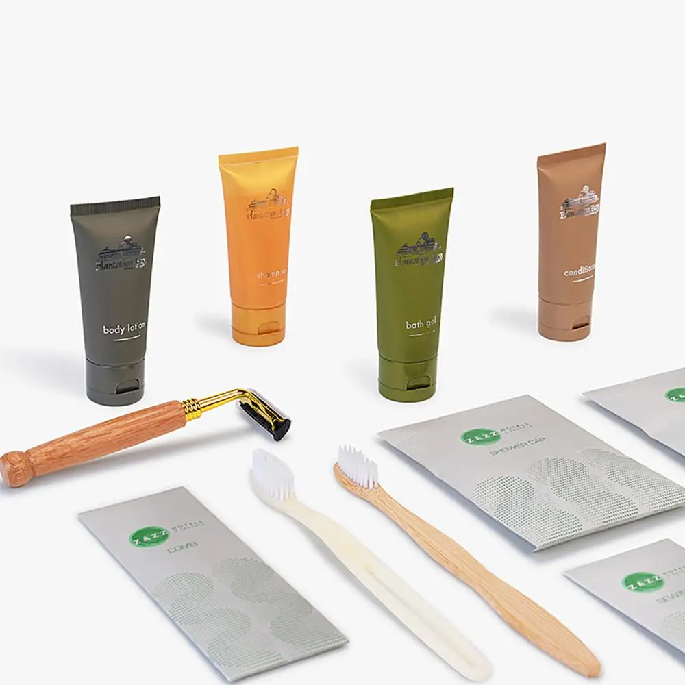 
Eco friendly hotel amenities biodegradable shampoo bottles biodegradable razor 