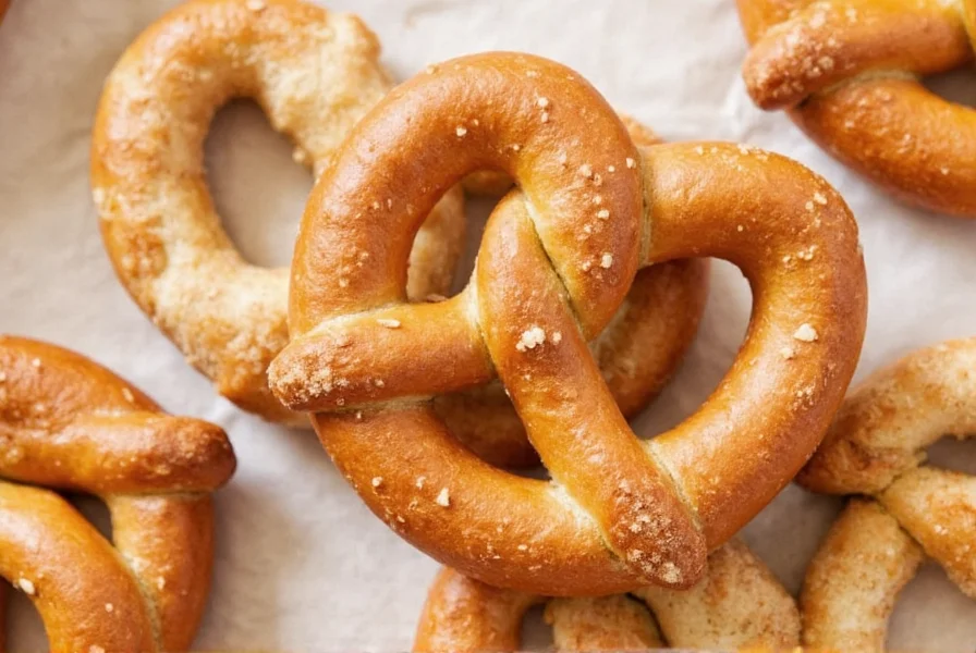 Step-by-step cinnamon sugar pretzel shaping process