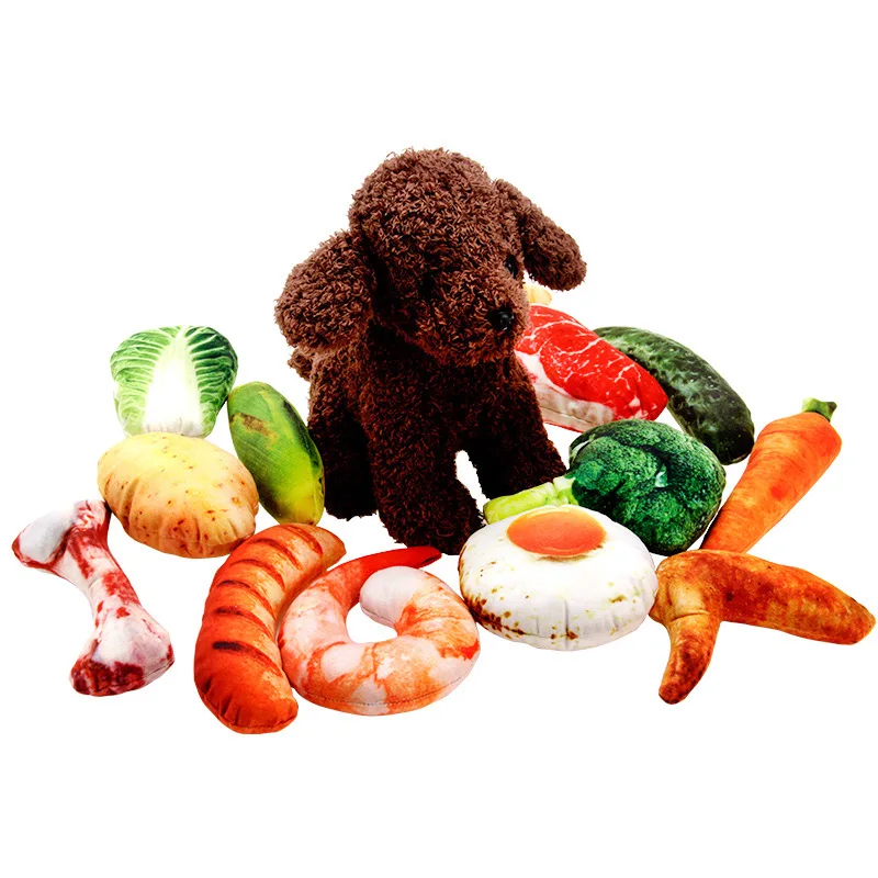 

Factory Outlet Pet Toys 3D Cat Dog Toys Fruit And Vegetable Bite Resistance Plush Pet Toys, Multi-colors