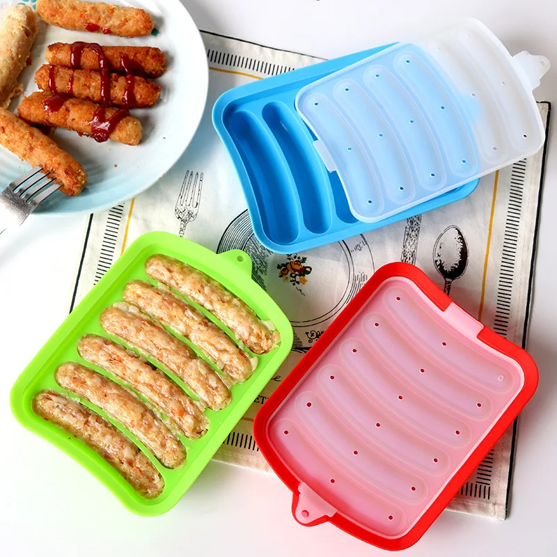 

Food grade silicone sausage ham hot dog box baking egg cake mold baby food supplement tool, As picture